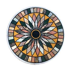 Handmade Marble Geometric Pattern Dining <b>Table</b> Top - Product Image 1