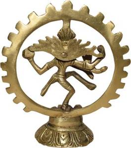 Grande figurine décorative traditionnelle Natraj suspendue en laiton plaqué or, objet d'art et de décoration, 12,5 cm - Product Image 2