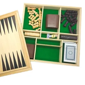 Conjunto 4 em 1 para jogos caixa de madeira, conjunto de dados de xadrez para jogar com copo