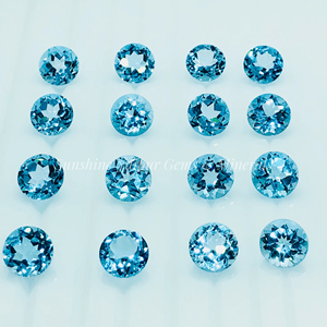 "11mm ronda brillante corte Topacio azul cielo Natural" Venta al por mayor precio de fábrica de alta calidad facetas de piedras preciosas sueltas por quilates - Product Image 4