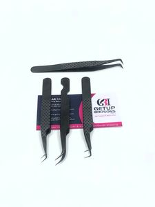 Pinzas profesionales para extensión de pestañas de acero inoxidable con el mejor diseño, diferentes estilos, instrumentos de belleza con agarre de diamante de Plasma negro - Product Image 3