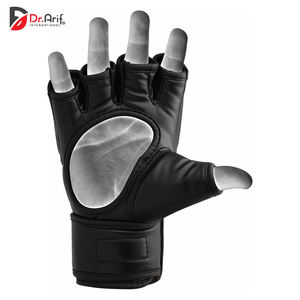 Rojo azul negro logotipo personalizado guantes de medio dedo luchando de cuero de la PU de MMA UFC - Product Image 4