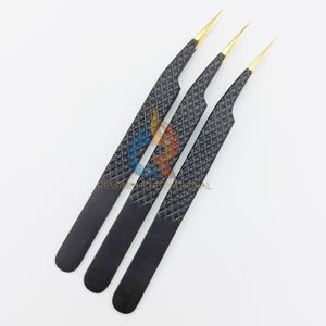 Pince à cils professionnelle en acier inoxydable de marque privée couleur noire or pointe pointue emballage personnalisé de précision Durable - Product Image 1