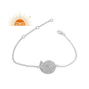 Indian Fresh Water Pearl <b>Gemstone</b> <b>Bracelet</b> Ammonite Shell Design Sterling Silver <b>Bracelet</b> Jewelry Supplier - Product Image 1