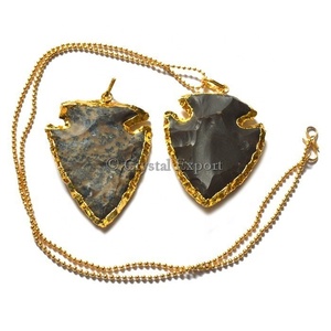 Collar de puntas de flecha de pescado con piedras naturales curativas estilo mascota Fengshui - Product Image 1