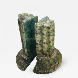 Serre-livres modernes en marbre onyx, cadeaux d'art originaux, forme pilier, carreaux de calcite multicolores, pierre naturelle polie, marbre noir - Product Image 6
