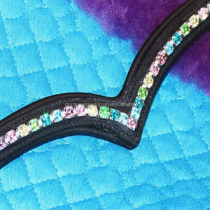 สายหนังคิ้วทำด้วยมือที่กำหนดเองในหนังพรีเมี่ยมสีดำและสีน้ำตาลพร้อม6มม. หลากสีรุ้งโซ่ Bling นุ่มเบาะ - Product Image 3