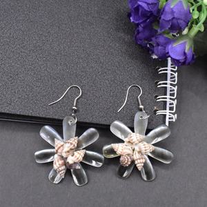 Boucles d'oreilles en coquillage conque pour femmes, accessoires de bijoux, en forme de fleur, petite taille, tendance, - Product Image 3