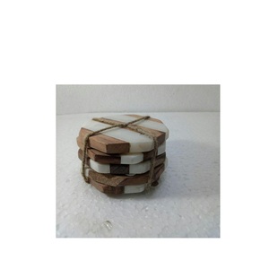 Posavasos de madera de mármol para el hogar, posavasos personalizado con forma hexagonal, creativo - Product Image 6
