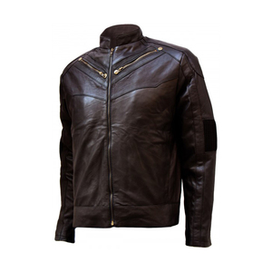 Elegante Chaqueta de Cuero Genuino para Hombre, Corte Entallado, Cuello Alto, Impermeable y Cortavientos, Informal, para Exteriores, Invierno - Product Image 6