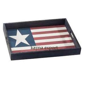 Bandeja de madera para servir con diseño impreso, esmalte, acabado brillante, bandeja decorativa para servir té para restaurante y hotel - Product Image 4