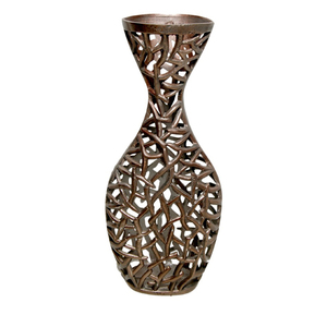 Ensemble de 2 vases à fleurs modernes en métal, finition nickel brut, jardinières décoratives d'intérieur à bas prix - Product Image 5