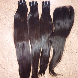Extensiones de cabello Remy indio virgen recto sedoso 8 "-30" máquina de ondas corporales trama doble 20 "28" 30 "resistente a la caída - Product Image 1
