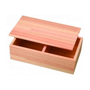 Made in Japan Container Box for Bento Made by Premium Japanese Cypress Tree Square Bento Box Made of Kishu Cypress Wood