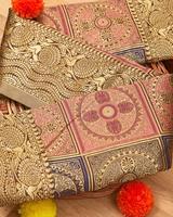 Superbe Saree de Mariage de Luxe en Soie Lichi Douce avec Pallu Riche et Broderie Jacquard, Bordure Contrastante, Blouse, Lavable, Idéal pour les Fêtes