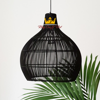 Meilleure vente Abat-jour de lustre en rotin noir fait à la main Design moderne/asiatique/traditionnel pour la décoration intérieure Prix sur Amazon FBA