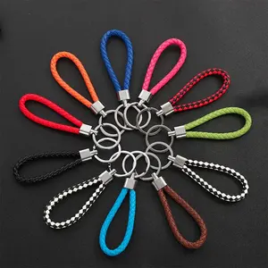 Wholesale Handmade Car Key Holder Blank Luxury Custom Key Chain Gift Braided Leather Rope Keychain