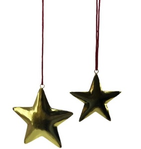 HOT SELLING METAL CHRISTMAS <b>TREE</b> DECORATION SET of 2 STAR CHRISTMAS HANGING ORNAMENT GOLDEN BEST QUALITY STAR - Product Image 1