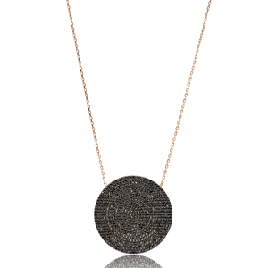 Collar redondo Chapado en circón negro, joyería de moda de Plata de Ley 925 hecha a mano, venta al por mayor - Product Image 1