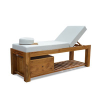 Lit de massage en bois massif, couleur teck naturel, 1 pièce