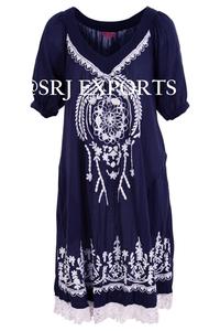 Hot Fashionable Girls Wear Beautiful Aari Embroidered Tunic 2026 New Model Beachwear <b>short</b> sleeve Cover Up Mini <b>Dress</b> - Product Image 3