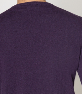 Maglione in filato di Cashmere 100% moda italiana manica lunga con scollo a V lavorato a mano per la fornitura di ODM di colore viola invernale - Product Image 4