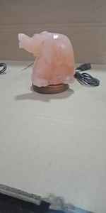 Lampe à sel USB sur le thème de l'éléphant Décoration de la maison sculptée en rose de l'Himalaya de style floral du Pakistan pour le Feng Shui - Product Image 2