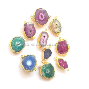 Conector de doble fianza para la fabricación de joyas, cuarzo Solar Natural electropalizado, estilo bohemio, piedra preciosa, Material de latón - Product Image 3