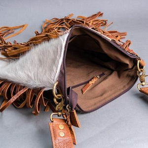LW Genuine Leather Handcrafted <b>Tote</b> Effect Tooled Cowhide Leather Purse Cow Hide Leather Bag - Product Image 5