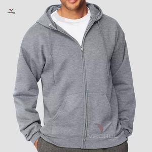 Pull-over personnalisé OEM en polaire éponge à capuche pour hommes Vêtements de sport de haute qualité Fermeture à glissière en polyester brodé anti-rétrécissement grande taille - Product Image 5