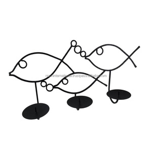 Décoration murale en fil de fer noir fait à la main avec bougie en verre votive pour les occasions de Pâques - Product Image 2