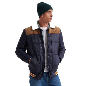 Chaquetas acolchadas de invierno informales para hombre más vendidas, cierre de cremallera de talla grande, tejido de poliéster acanalado, Cuello de piel, punto lavado - Product Image 1