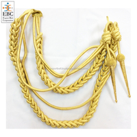 Aiguillette de cérémonie écologique en fil métallique, or et bleu ciel à paillettes, personnalisable, pour uniforme de cadet, cordon d'épaule, cordon d'honneur