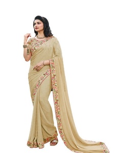 Nouveau dernier Look riche vêtements de mariage Dola soie broderie travail Saree avec chemisier pièce Inain femmes portent Sari bas prix en gros ApparelGarment - Product Image 1