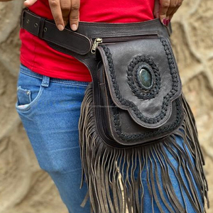 Sac banane tendance à franges pour femme, sac banane en cuir - Product Image 1