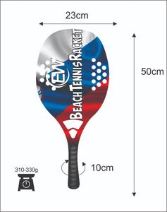 Raquettes de beach tennis avec face de 22 mm, poids de 320-340 g, longueur de 50 cm, poignée en fibre de carbone, filet en polyester - Product Image 4