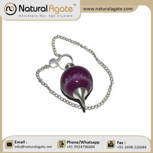 Prix de gros guérison naturelle boule d'agate rose foncé avec pendules à chaîne en argent | Colliers pendulaires en pierres précieuses - Product Image 6