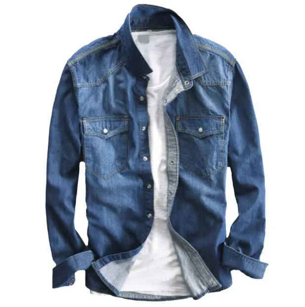 Premium Quality & Low Price Men Denim Jeans Shirt Comfortable Hot Selling Goods Shirts Factory Manufacturer
