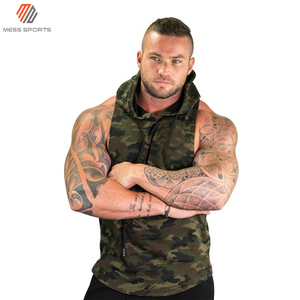 Débardeur à capuche pour homme en coton/polyester avec logo personnalisé imprimé, pour la salle de sport, l'entraînement et les exercices, respirant, séchage rapide, écologique, pas cher - Product Image 6