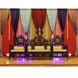 Conjunto de muebles de escenario de recepción tallados antiguos diseños de sofá paquistaní de boda musulmana con función Heena para fines decorativos - Product Image 1