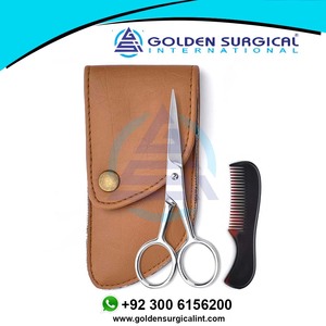 Tijeras para barba y bigote, con peine para un corte preciso del vello Facial, afilar y dar acero inoxidable, duraderas - Product Image 3