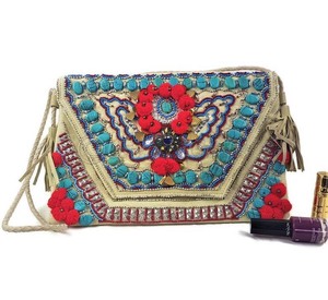 Seitarini-pochette à perles en coton indien, banane pour femmes, sacs à main, travail en pierre - Product Image 2