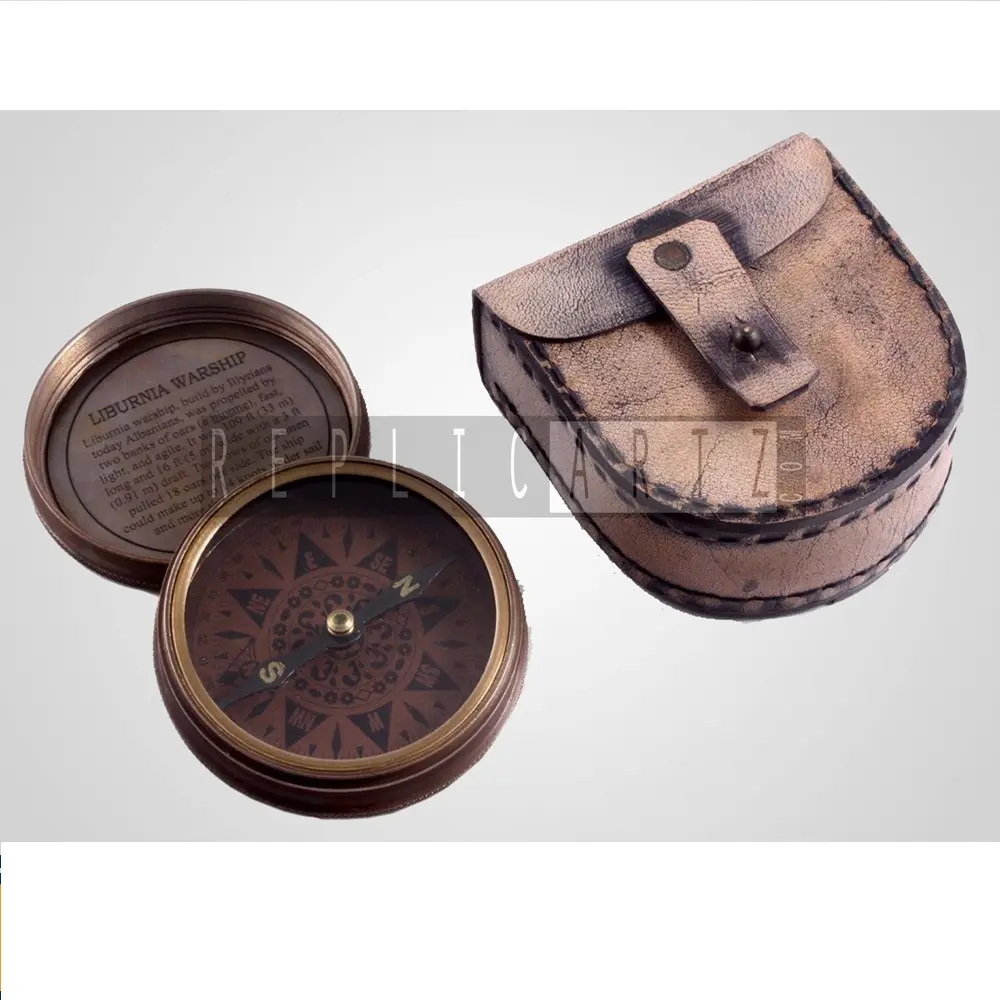 Vintage Messing antikes Gedicht Kompass mit Lederabdeckung Kompass mit Ledertasche nautisch Vintage für Ehemann Vater Liebe
