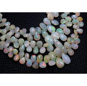 Perles en vrac à facettes en opale éthiopienne gouttes de pierres précieuses en forme de poire de 8 pouces pour la fabrication de bijoux et de bijoux - Product Image 3