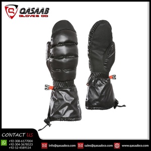 Best Selling Black-Color Long-<b>Cuff</b> Fashion Breathable Waterproof Winter Goatskin <b>Leather</b> Ski Snowboard Mittens Skiing-Gloves - Product Image 2