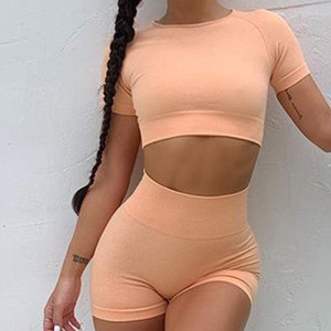 Ensemble court de 2 pièces pour femmes, combinaison de sport, tenue de motard, vente en gros, 2020 - Product Image 2