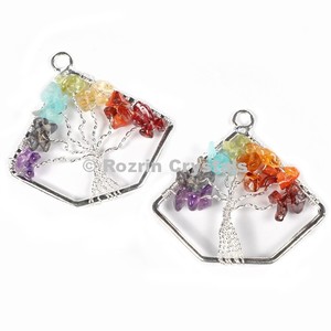 Hot Sale on Chakra <b>Tree</b> of Life Pentagone Pendant | <b>Crystal</b> & Rhinestone Agate Religious Wedding Gift - Product Image 1