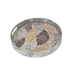 Plateau de service rond en bois naturel imprimé, pour la maison et les hôtels, personnalisé - Product Image 1