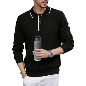 Polo rayé manches longues pour homme, de haute qualité, de styliste, à bas prix et de haute qualité, 2018 - Product Image 1