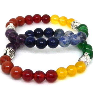 Pulsera elástica de piedra de siete chakras, pulsera curativa de la mejor calidad, venta al por mayor, de ágata - Product Image 1